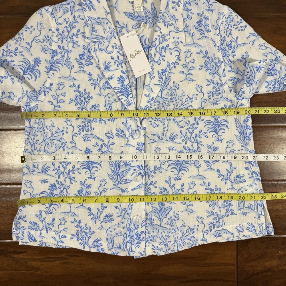 Lilly Pulitzer Women's Size Small Resort White Blue Montee Shirt Cover Up - Picture 7 of 11